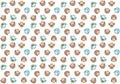 Seamless pattern with cute blue and brown owls on white