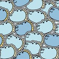 Seamless pattern of cute blue dragon head sticker background.Chinese animal