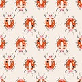 Seamless pattern with cute bugs. Colorful hand drawn vector