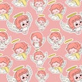 Seamless pattern with Cute cartoon angels .