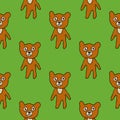 Cute cartoon bear in childlike doodle style seamless pattern. Royalty Free Stock Photo