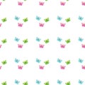 Seamless pattern with cute cartoon butterflies