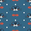 Seamless pattern of cute cartoon cat muzzle Royalty Free Stock Photo