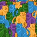 Seamless pattern of cute cartoon cats. illustration Royalty Free Stock Photo