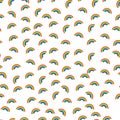 Seamless pattern with cute cartoon clouds with rainbows