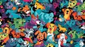 Seamless pattern with cute cartoon dogs and cats. Vector illustration Royalty Free Stock Photo