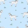 Seamless pattern cute cartoon icon zebra. Vector illustration of an African wild animal, print for textiles, wallpaper, packaging Royalty Free Stock Photo