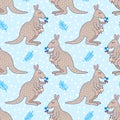 Seamless pattern with cute kangaroo Royalty Free Stock Photo