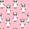 Seamless pattern with cute cartoon little panda. Children background. Cartoon baby animals. Design for textile, fabric or decor Royalty Free Stock Photo