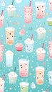 Seamless pattern with cute cartoon milkshakes. Vector illustration Royalty Free Stock Photo