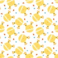 Seamless pattern with cute cartoon monster and stars and moon. Modern flat design. Royalty Free Stock Photo