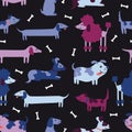 Seamless pattern with cute cartoon multicolored dogs Royalty Free Stock Photo