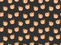 Seamless pattern of cute cartoon muzzles of a red-haired tigers characters turned in profile looking in different directions
