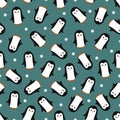 Seamless pattern with cute cartoon penguin. Vector illustration. Royalty Free Stock Photo