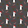 Seamless pattern with cute cartoon penguin. Vector illustration. Royalty Free Stock Photo