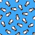 Seamless pattern with cute cartoon penguin. Vector illustration. Royalty Free Stock Photo