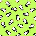 Seamless pattern with cute cartoon penguin. Vector illustration. Royalty Free Stock Photo