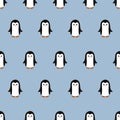 Seamless pattern with cute cartoon penguin. Vector illustration. Royalty Free Stock Photo