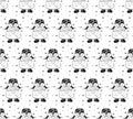 Seamless pattern cute cartoon penguin in winter clothes with a magic wand. Winter background on Christmas and New year theme. Royalty Free Stock Photo