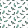 Seamless pattern with cute cartoon pigeions