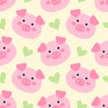 Seamless pattern with cute cartoon piglets