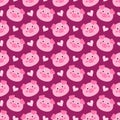 Seamless pattern with cute cartoon piglets