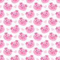 Seamless pattern with cute cartoon piglets