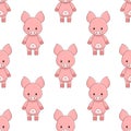 Seamless pattern of cute cartoon pigs