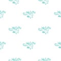 Seamless pattern with  cute cartoon smart dragon. Funny crocodile print. Reading reptile poster. Vector doodle line art wallpaper. Royalty Free Stock Photo