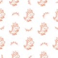 Seamless pattern with cute cartoon smart dragon on white background. Funny crocodile print. Reading reptile poster.