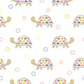 Seamless pattern with cute cartoon tortoise.