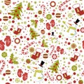 Seamless pattern with cute cartoon xmas mittens Royalty Free Stock Photo