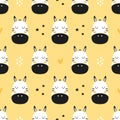 seamless pattern with cute cartoon zebras decor