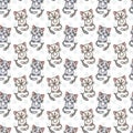 Seamless pattern of cute cat characters. Fishbone.