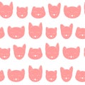 Seamless pattern with cute cat heads. Vector illustrations.