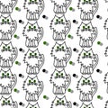 Seamless pattern with cute cat. Perfect for cards, invitations, party, banners, kindergarten, baby shower, preschool and children