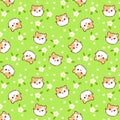 Seamless pattern of a cute cats, flowers and leaves Royalty Free Stock Photo
