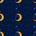 Seamless pattern cute cats in love on the moon Royalty Free Stock Photo