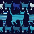 Seamless pattern with Cute Cats. A pattern of pixel Cats. Funny lovely Cats.