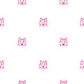 Seamless pattern with cute cats on white background. Funny animals wallpaper. Vector doodle kittens print. Royalty Free Stock Photo