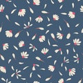 Seamless pattern with cute chamomile flowers