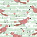 Seamless Pattern with Cute Cherries on cute background Royalty Free Stock Photo