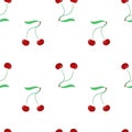 Seamless pattern with cute cherries, in vector