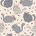 Seamless pattern with cute chinchillas. Vector graphics