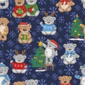 Seamless pattern with cute christmas teddy bears