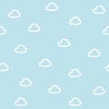 Seamless pattern of cute cloud on blue background.Sky