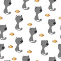 Seamless pattern with cute colorful Kittens. Creative childish pink texture. Great for fabric, textile Vector