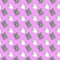 seamless pattern of cute condom and ghost cartoon