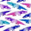 Seamless pattern with cute crocodiles