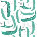 Seamless pattern with cute crocodiles. Vector illustrations